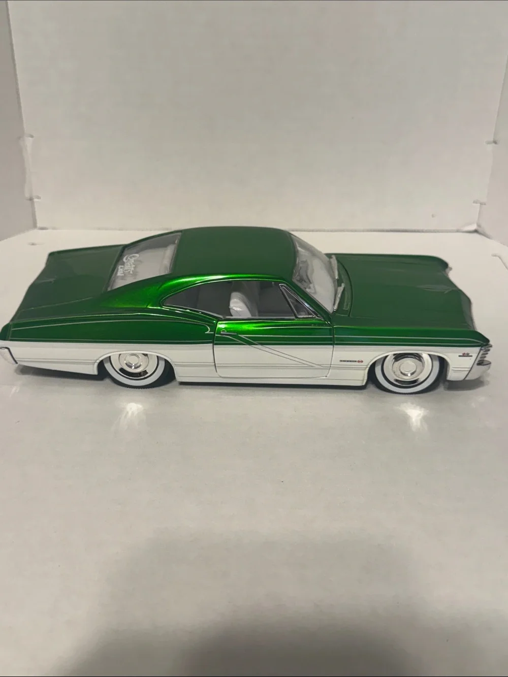 Jada Impala Green and White Classic Lowrider Toy Car 1/24 scale